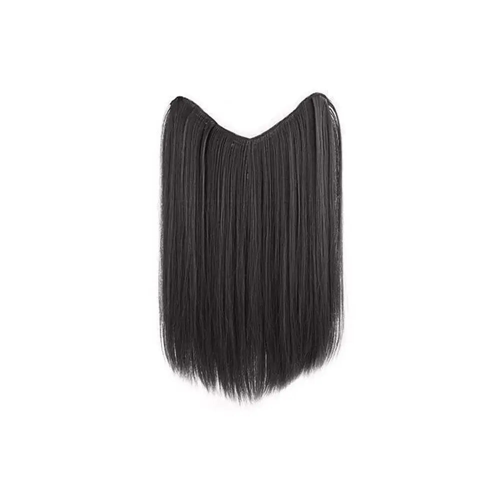 U-shaped Half Head Cover For Wigs Invisible And Traceless Black Long Straight Hair One Piece V-shaped Hair Extensions Front Wig