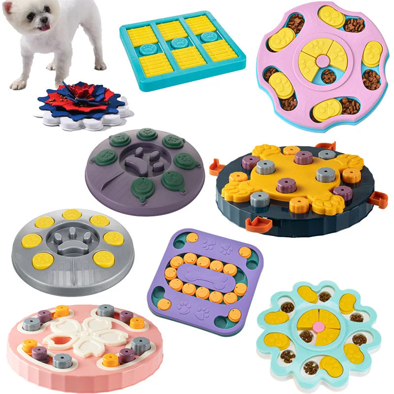 Dog Puzzle Toys Slow Food Dispenser Feeding Interactive Plate Bowl Non-Slip Anti-choking Increase IQ Cat Dogs Training Games