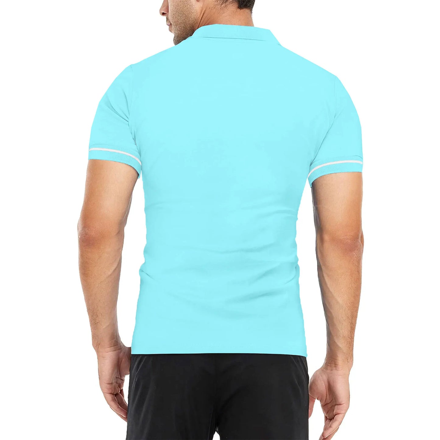 Men's polo shirt color matching short-sleeved zipper lapel T-shirt casual shirt