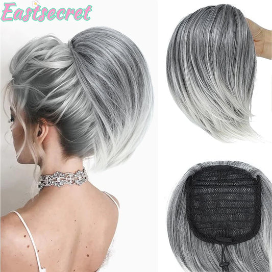 EAST Fluffy Claw Clip Messy Bun Hair Piece Short Ponytail Wig Stylish Simple Hair Extensions Wigs for Woman Daily Use