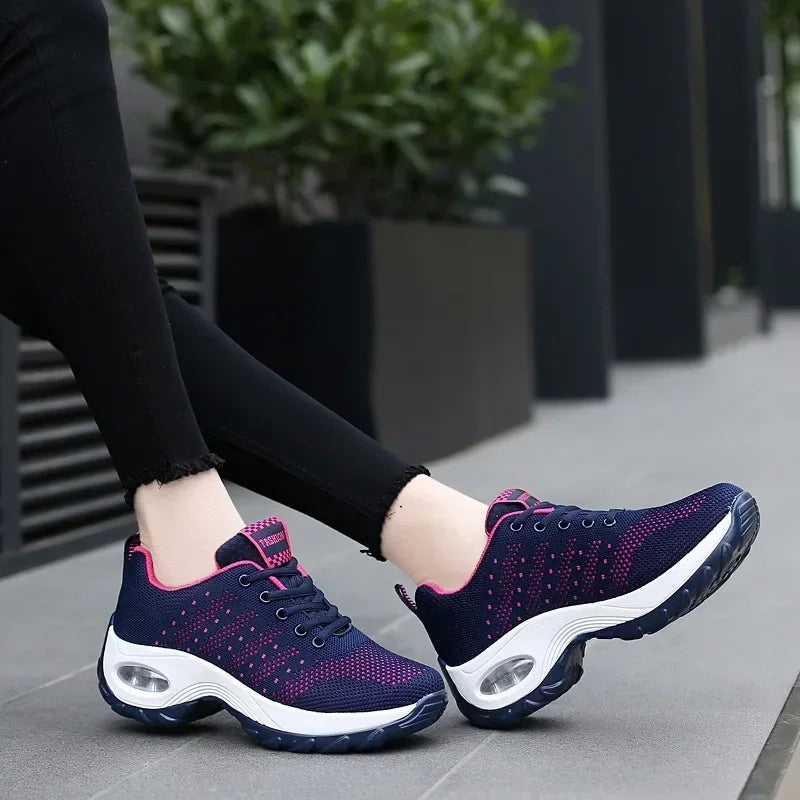 Woman Sneakers Fashion Casual Shoes Summer Air Cushion Mesh Female Shoes Comfortable Breathable Heightening Sneakers for Women