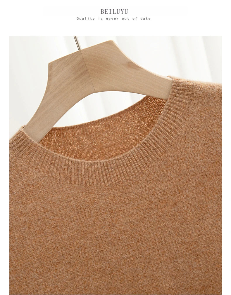 Spring Summer Men's Short Sleeved Pure Wool T-Shirt Sweater O-neck Solid Color Loose Pullover Knitted Sweater Casual Top