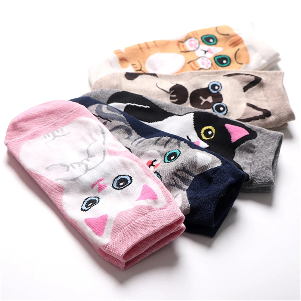 New Women Animal Ankle Socks With Letters Cat Kitten Pet For Elder Children Or Adult Unisex Sokken Novel Gift Dropship