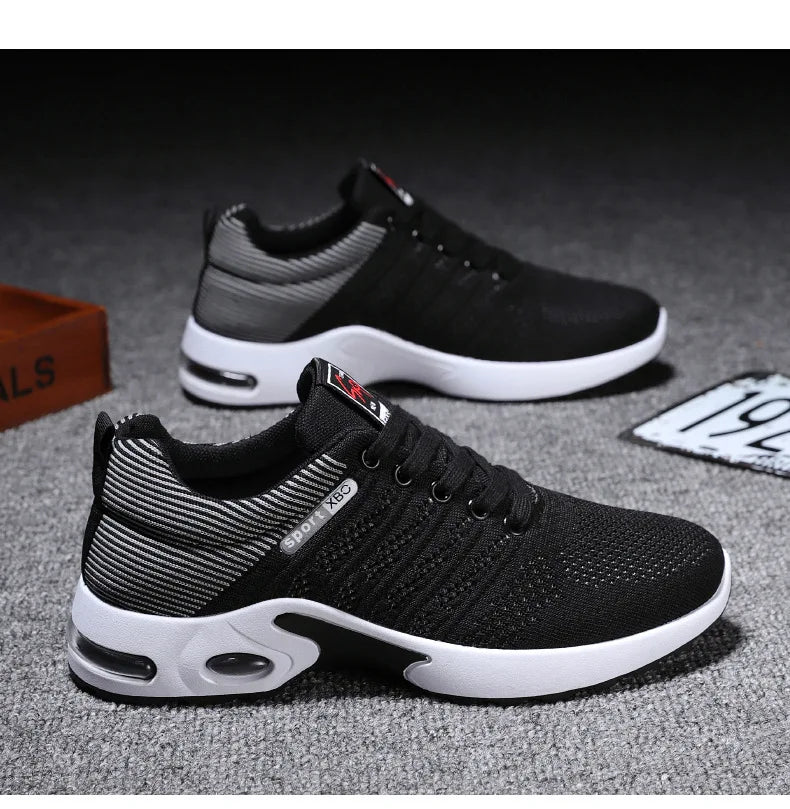 New Trendy Fashion Shoes Men's Breathable Lace-Up Running Shoes Light Casual Sports Wear Resistant Mesh Shoes