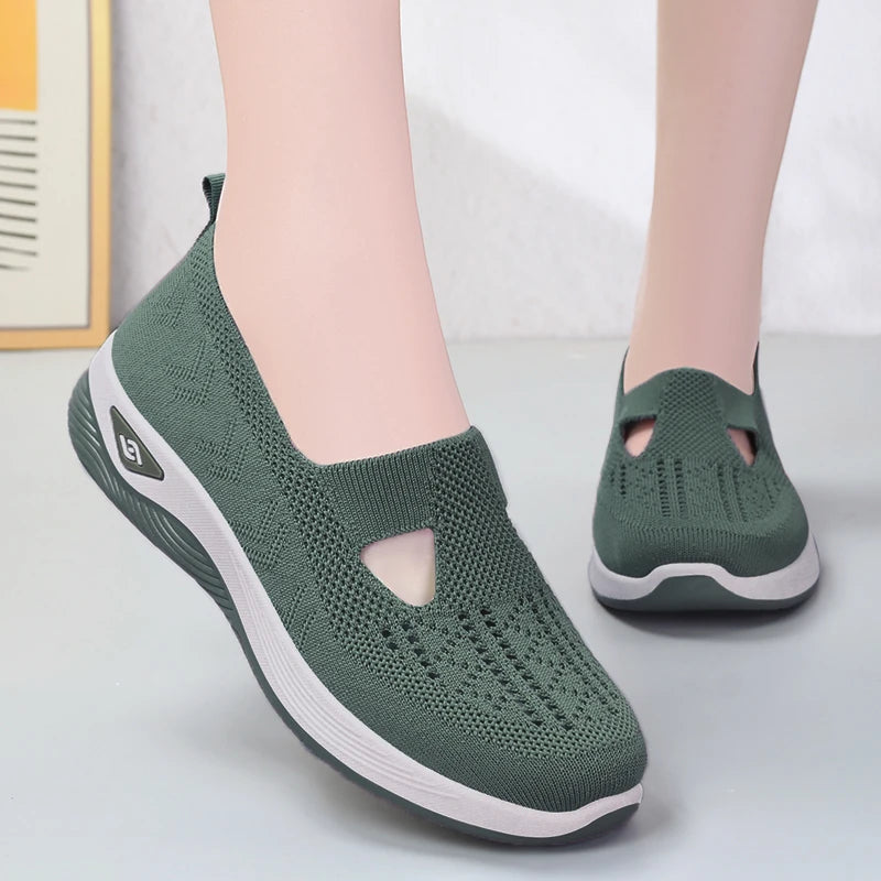 Summer New Comfort Casual Women's Shoes New Fashion Soft Sole Breathable Hollow Out Flat Shoes for Women Zapatos De Mujer