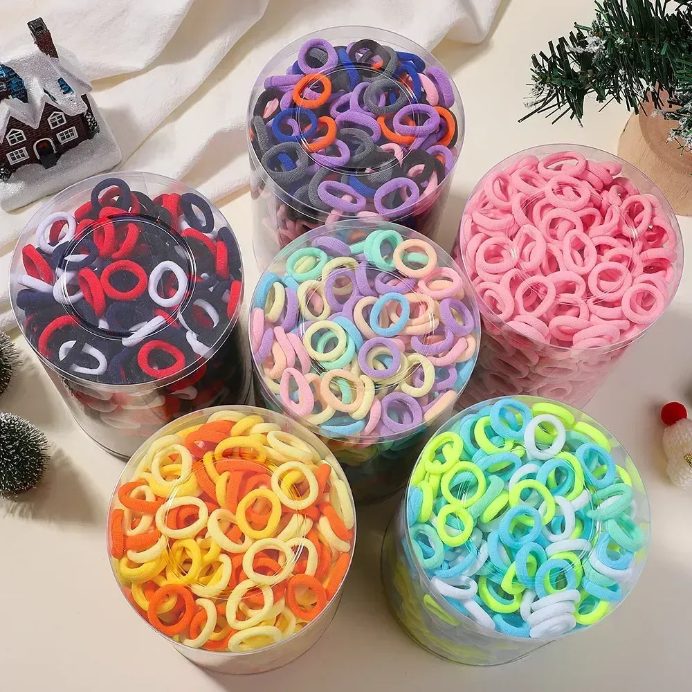 200PCS Baby Girls Colorful Nylon Elastic Hair Bands Ponytail Hold Small Hair Tie Rubber Bands Scrunchie Hair Accessories Gifts