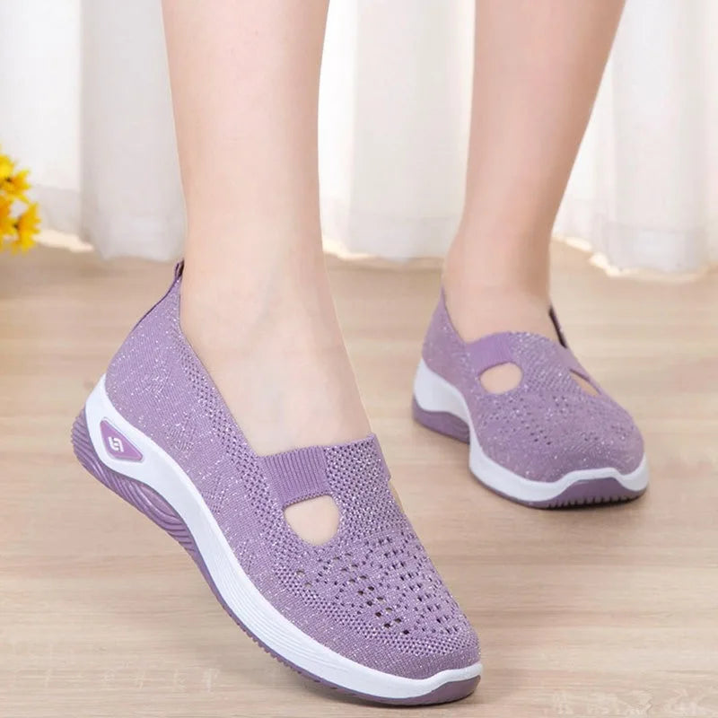 New Sports Shoes Women's Shoes Versatile Lightweight Anti Slip Casual Running Women's Mesh Breathable Flat Sole Zapatos De Mujer