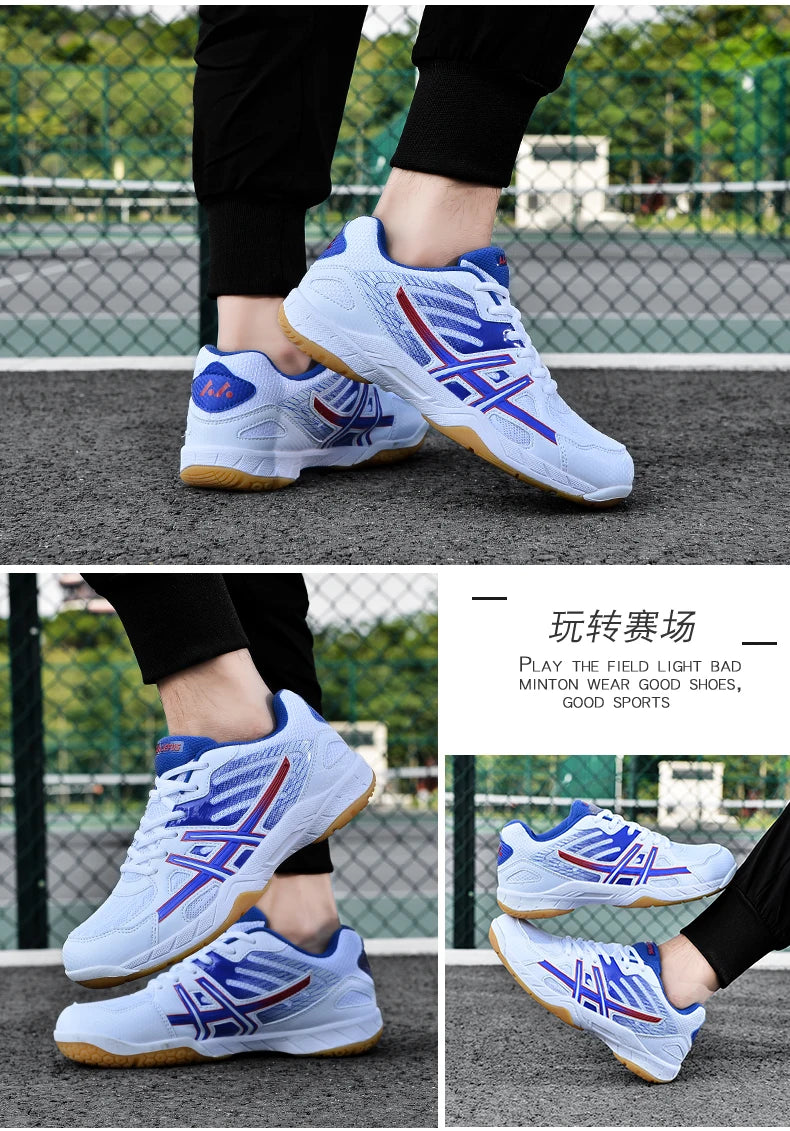 Women and Men Sports Shoes Professional Badminton Shoes Comfortable Breathable Tennis Shoes Shock Absorbing Volleyball Shoes Men