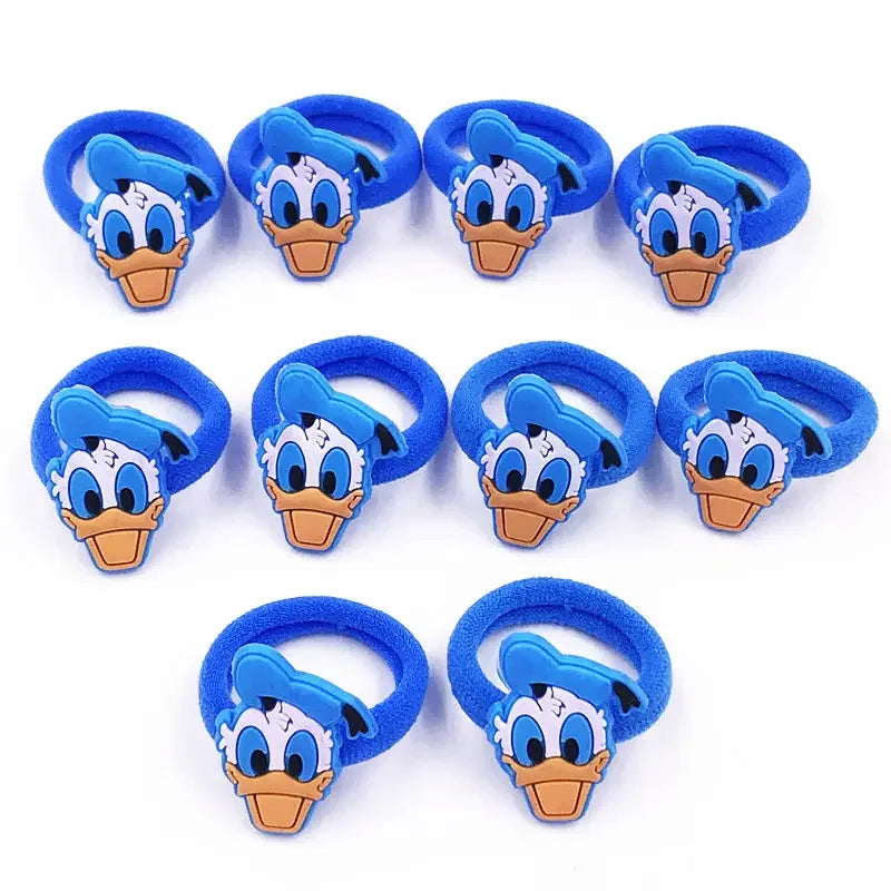 10PCS Mickey Minnie Disney Elastic Hair Rubber Band Headband Hair Accessories Girls Cartoon Hair Gum Hair Bows Korean