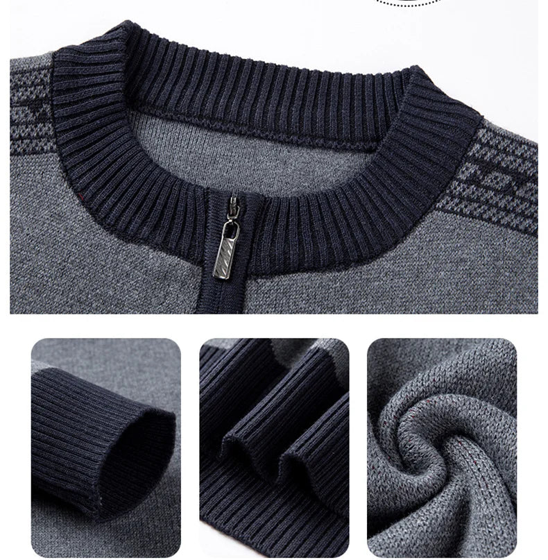 2023 Autumn and Winter Fashion Trend Sweater Round Neck Business Half Zip Knitted Long Sleeve Casual Men's Comfortable Sweater