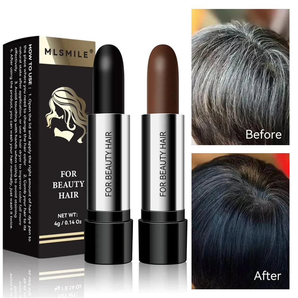 Temporary Hair Dye Pen Covering Gray Hair Lipstick Style Hair Line Shadow Cream Instantly BlackBrown Root Cover Up Concealer Pen