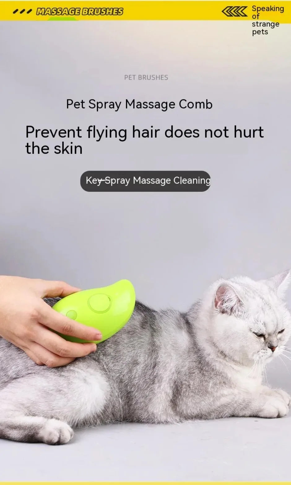 Cat Dog Pet Grooming Comb with Electric Spray Water Steam Soft Silicone Brush Kitten Pet Bath Brush Massage Pet Hair Remover