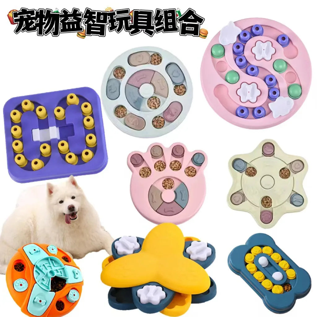 Dog Puzzle Toys Slow Food Dispenser Feeding Interactive Plate Bowl Non-Slip Anti-choking Increase IQ Cat Dogs Training Games