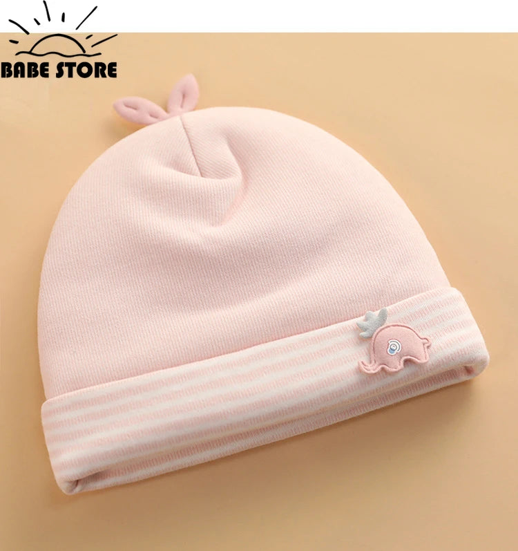 0-6 Months Baby Hats Newborn Beanie Winter Warm Thicker Cotton Soft Elastic Baby Cap for Girls Boys Infant Bonnet Accessories