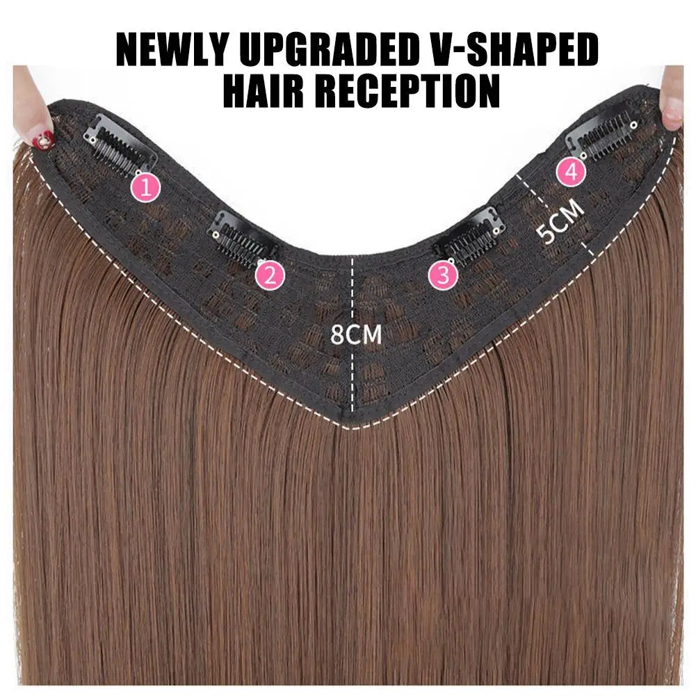 U-shaped Half Head Cover For Wigs Invisible And Traceless Black Long Straight Hair One Piece V-shaped Hair Extensions Front Wig