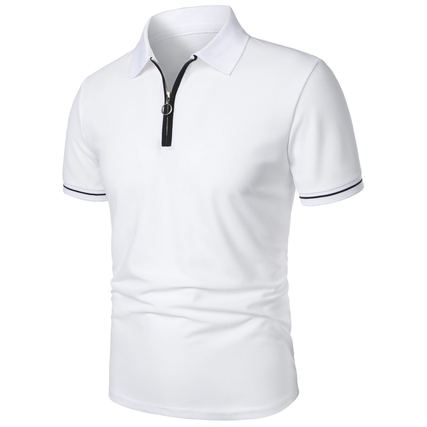 Men's polo shirt color matching short-sleeved zipper lapel T-shirt casual shirt