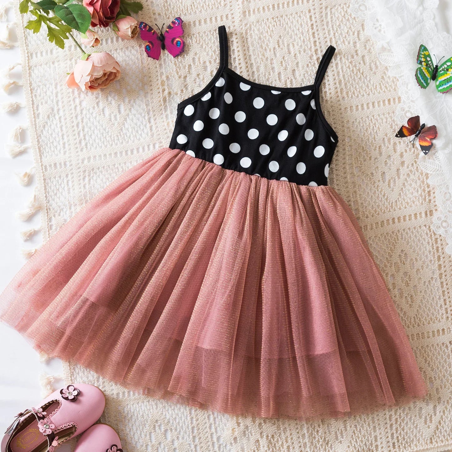 Dress for Kids Girls 2024 New Summer Clothes for 3-8Y Children Clothing Pink Ombre Princess Casual Dress for Birthday Party Wear