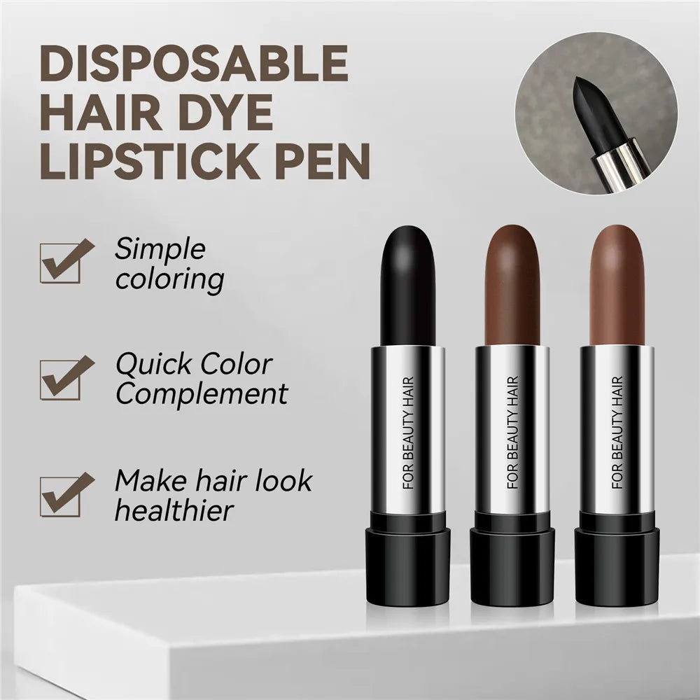 Temporary Hair Dye Pen Covering Gray Hair Lipstick Style Hair Line Shadow Cream Instantly BlackBrown Root Cover Up Concealer Pen