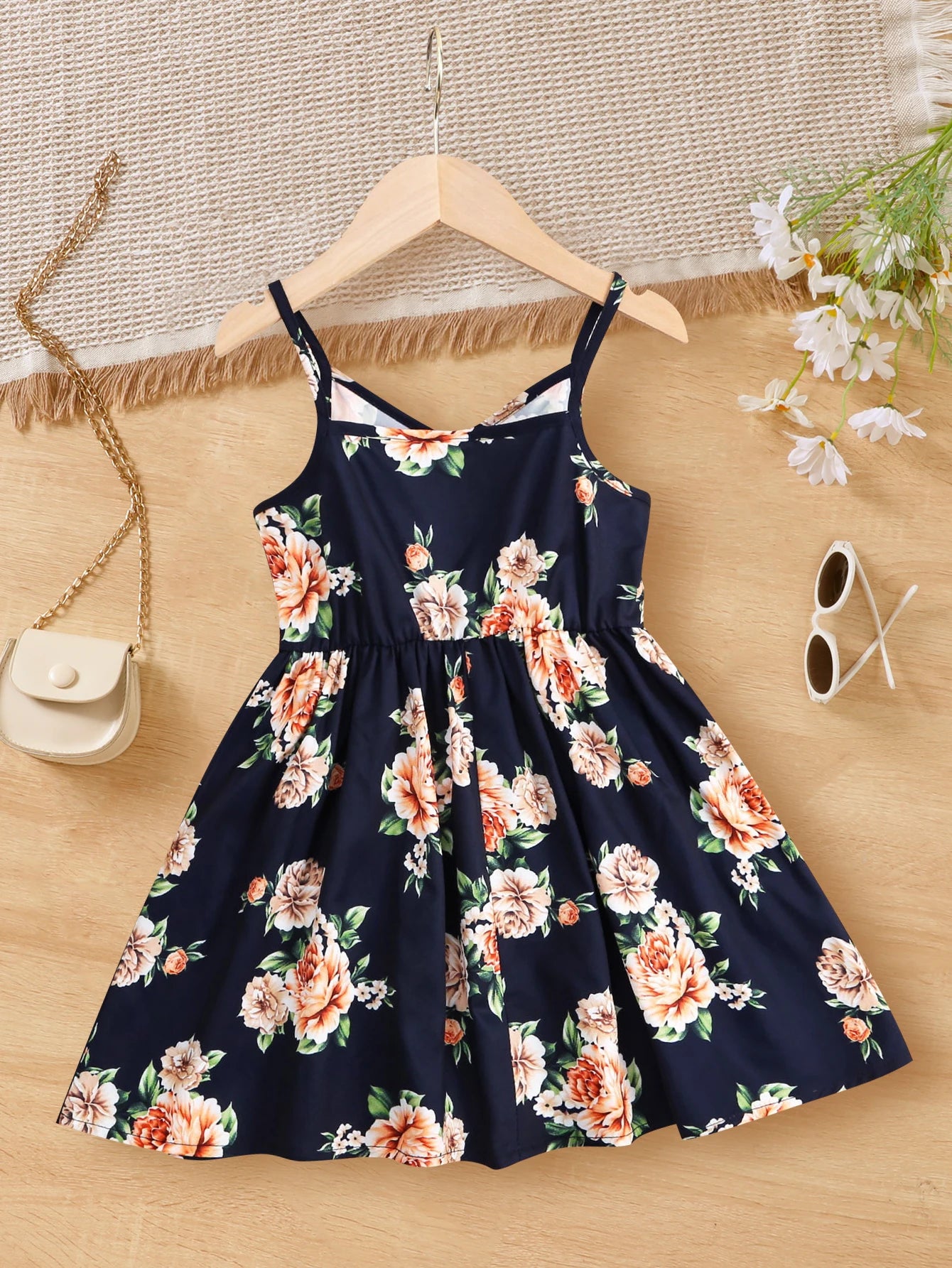 Summer Girls Dress Suspender Print Pattern Fashionable Children's Clothing 4-7y