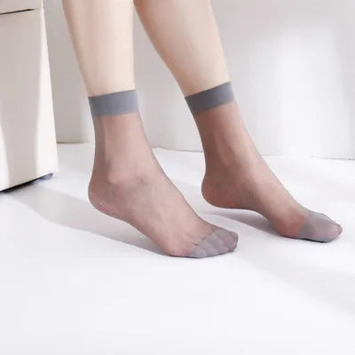 10/20/30pairs Women Elastic Silk Summer Socks Transparent Ultrathin Meias Socks Thin Crystal Nylon Short Ankle Sox Wholesale