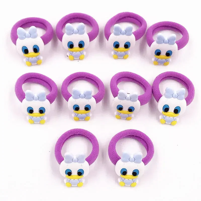 10PCS Mickey Minnie Disney Elastic Hair Rubber Band Headband Hair Accessories Girls Cartoon Hair Gum Hair Bows Korean