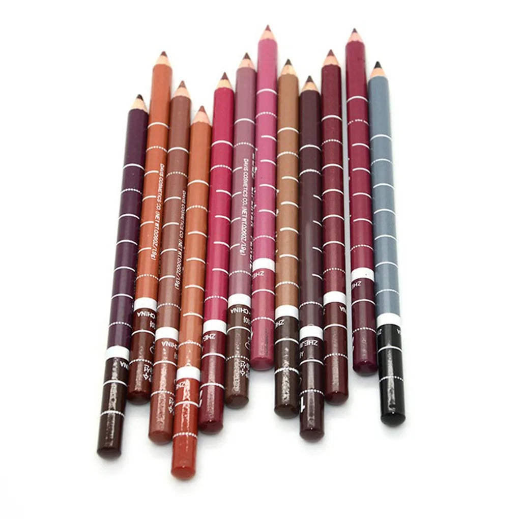 Pack of 12 Lip Liner Pencil DIY Makeup Contour Eyeliner Pen Smooth Make Up Natural Color Pocket Woman Cosmetics