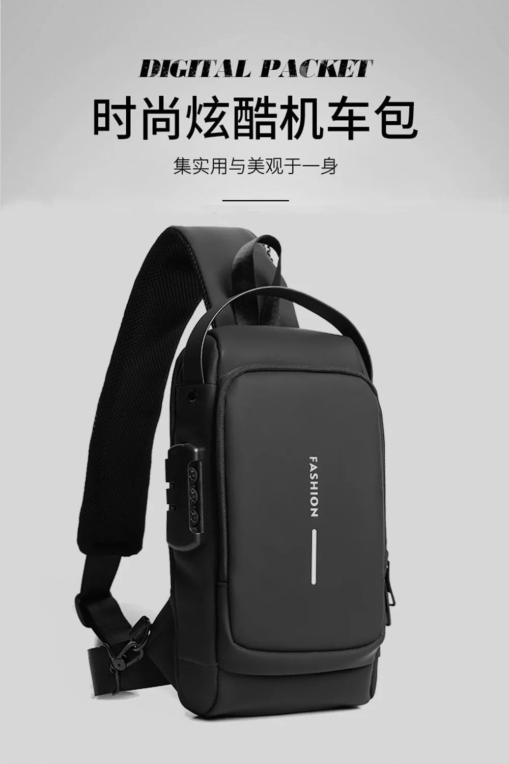 Men Anti Theft Chest Bag Shoulder Bags USB Charging Crossbody Package School Short Trip Messengers Bags Men's Oxford Sling Pack