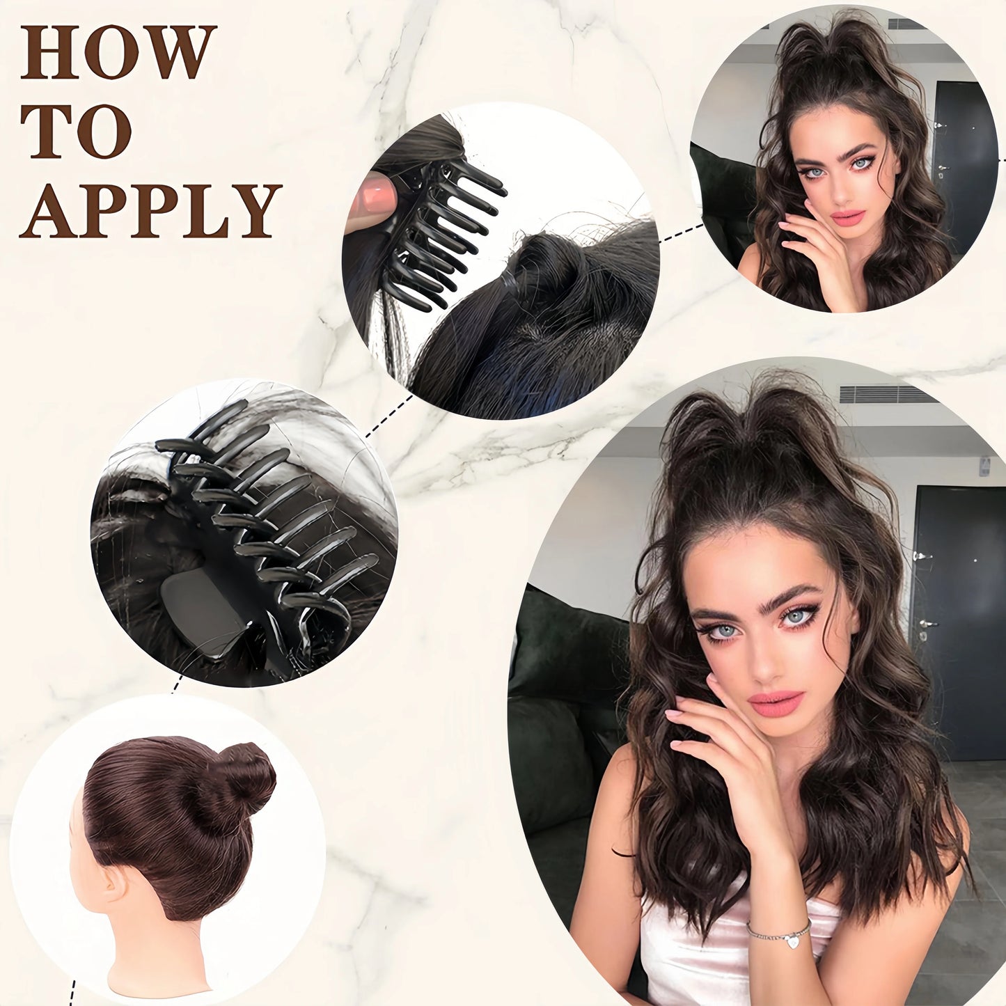 OLA Synthetic Ponytail Claw Clip Ponytail Extensions Short Curly Ponytail Natural Wig Ponytail Ladies Ponytail Black Hair Clip