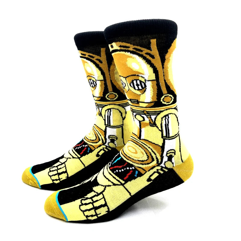 2023 New Autumn Winter Star Wars Movie Men socks Master Yoda R2-D2 Cosplay Socks Wookiee Jedi Knight Novelty Women's Socks 37-45