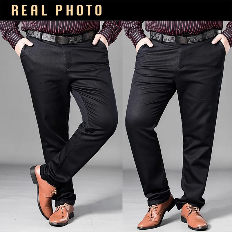 Men's Thick Big Formal Pants Plus Size Seluar Slack Lelaki Elastic Men Business Casual Long Pant Flexible Trousers