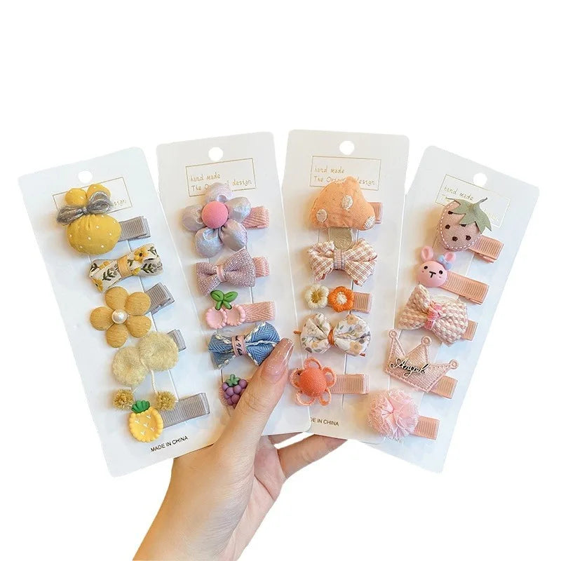 5pcs/set Cute Children Headwear Sweet Style Hair Clip Harmless Hairpin for Girls Baby Hair Accessories Daily Decor