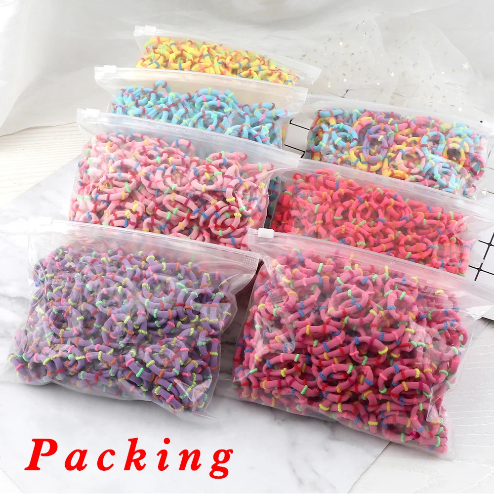 50/100Pcs/Lot Children Hair Bands Accessories Girl Candy Color Hair Ties Colorful Simple Rubber Band Ponytail Elastic Scrunchies