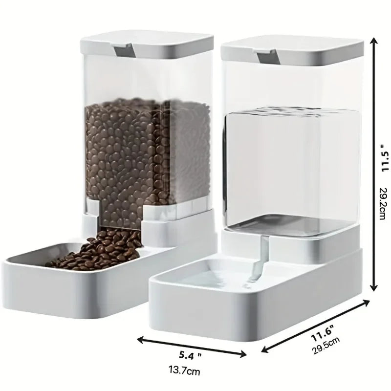 Pet Feeder and Waterer Suitable for Small and Medium Pets Dogs and Cats Gravity Plastic Feeder Water Container