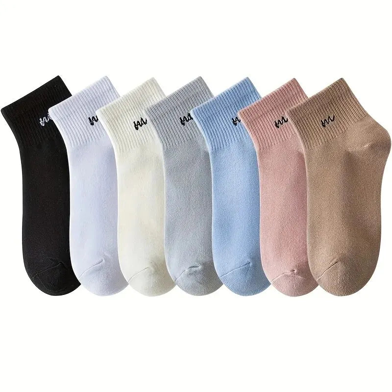 5 Pairs Letter Print Socks Comfy & Breathable Sports Short Socks Women's Stockings & Hosiery Soft & Comfy All-match Short Socks