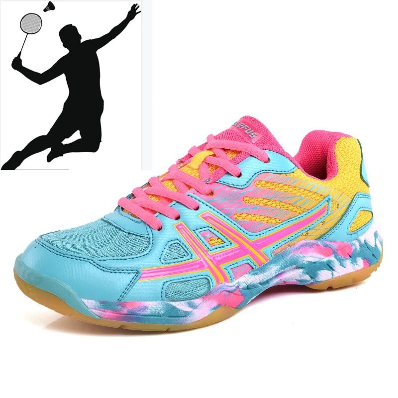 Women and Men Sports Shoes Professional Badminton Shoes Comfortable Breathable Tennis Shoes Shock Absorbing Volleyball Shoes Men