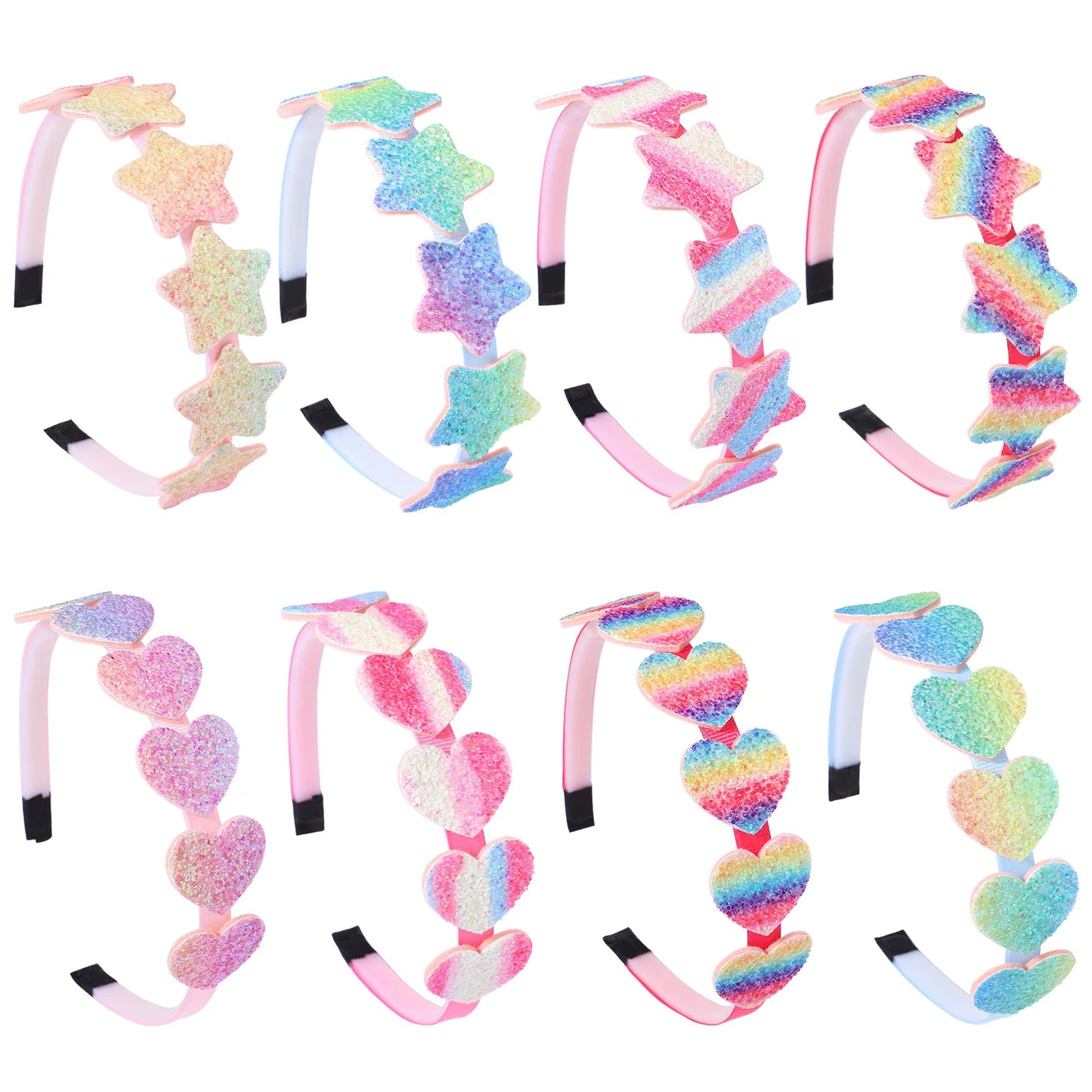 1pcs Fashion Girls Glitter Hair Bands Cute Colors Hair Hoop Hairbands Lovely Bow Stars Headbands for Kids Hair Accessories Gifts