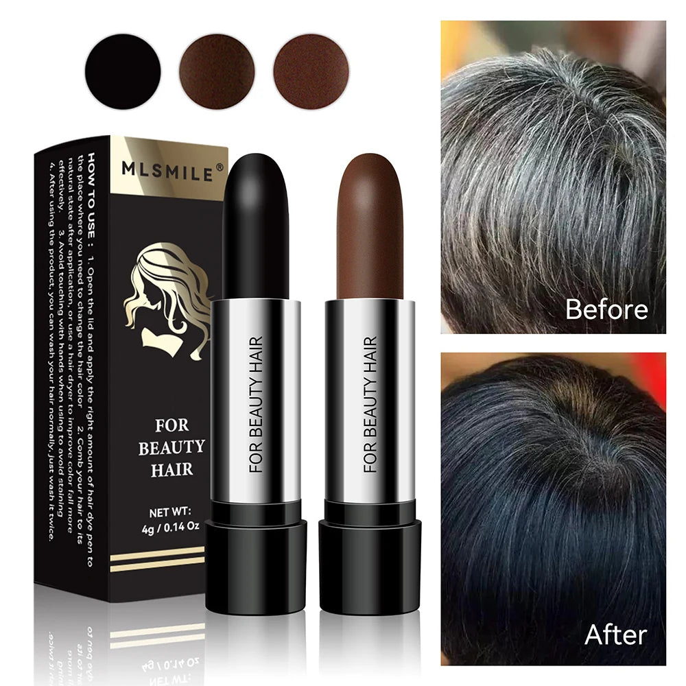 Temporary Hair Dye Pen Covering Gray Hair Lipstick Style Hair Line Shadow Cream Instantly BlackBrown Root Cover Up Concealer Pen