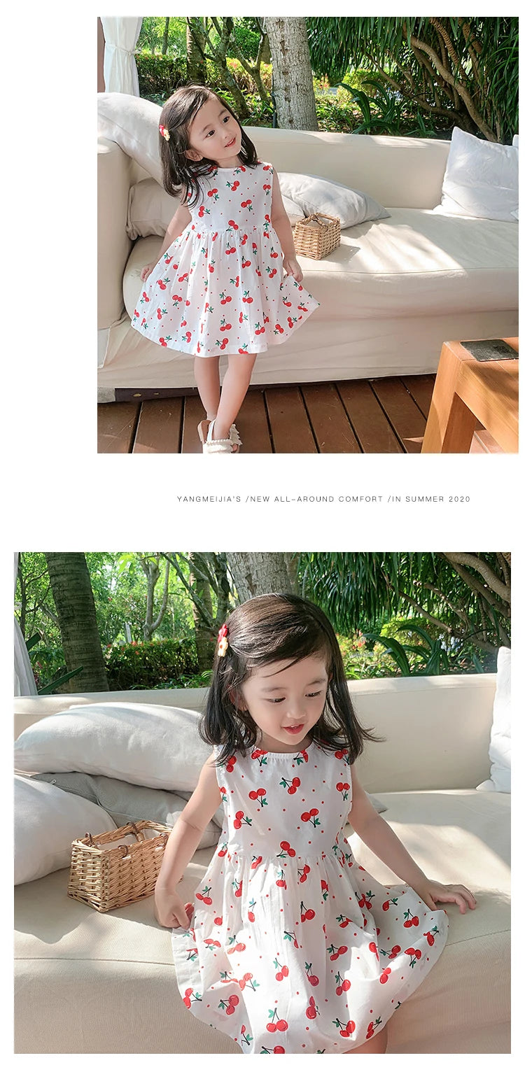 Girls Dress Summer Floral Pattern Children'S Skirt 100% Cotton Sundress Cute Comfortable Baby Beach Wear Kids Casual Clothes