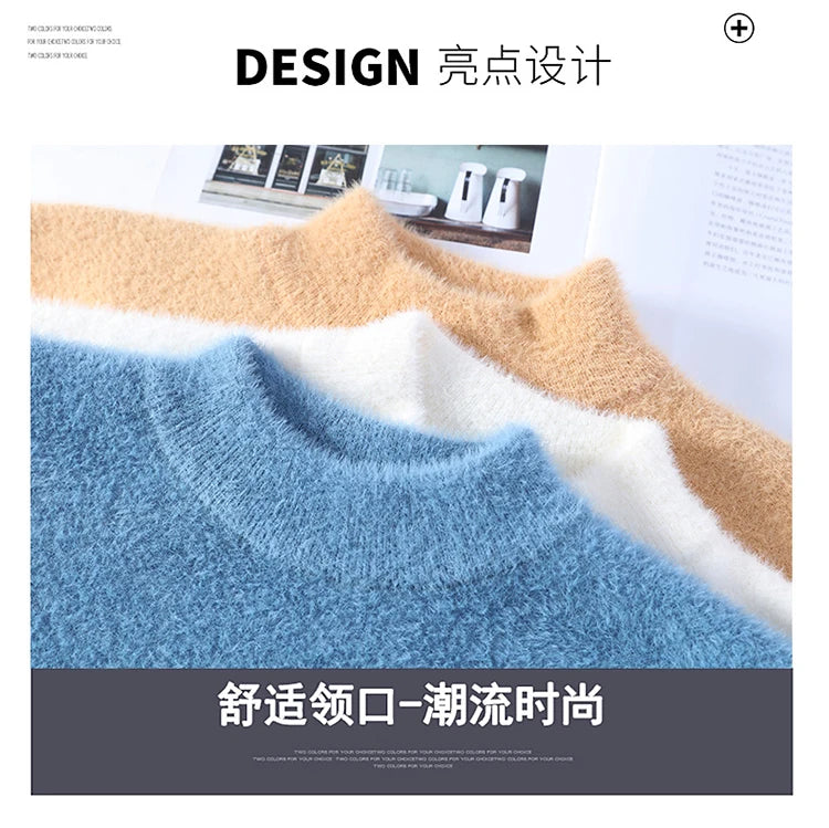 2023 Colorblock Warm Sweater Half Round Neck Sweater Slim Fit Sweater Top Knit Men's Christmas Cardigan