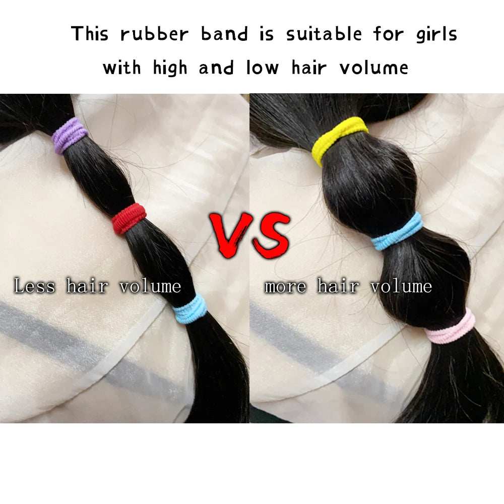 100PCS Colorful Basic Nylon Ealstic Hair Ties for Girls Ponytail Hold Scrunchie Rubber Band Kid Fashion Baby Hair Accessories