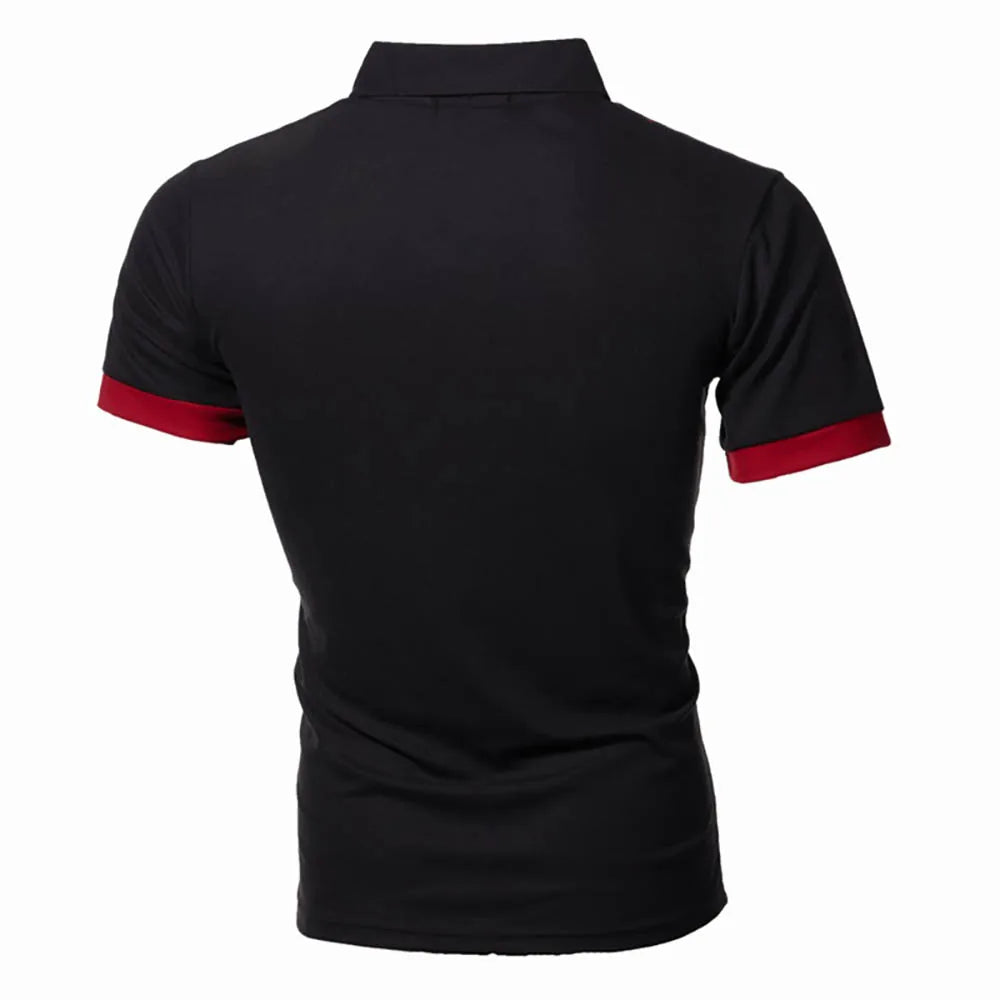 Summer Men's Solid Color Polo Shirt Men's Slim Fit T-shirt Golf Polo Fashion Breathable Short Sleeve Top