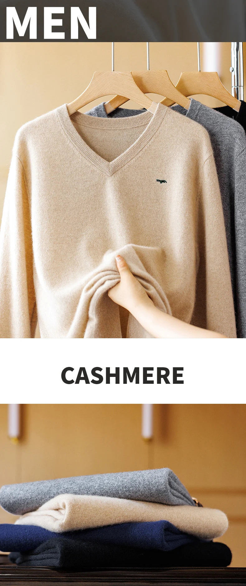 Plus Size 5XL Men's 60 Mink Cashmere Sweater V-Neck Pullovers Knit Winter Long Sleeve High-End Jumpers Woollen Bottoming Shirt