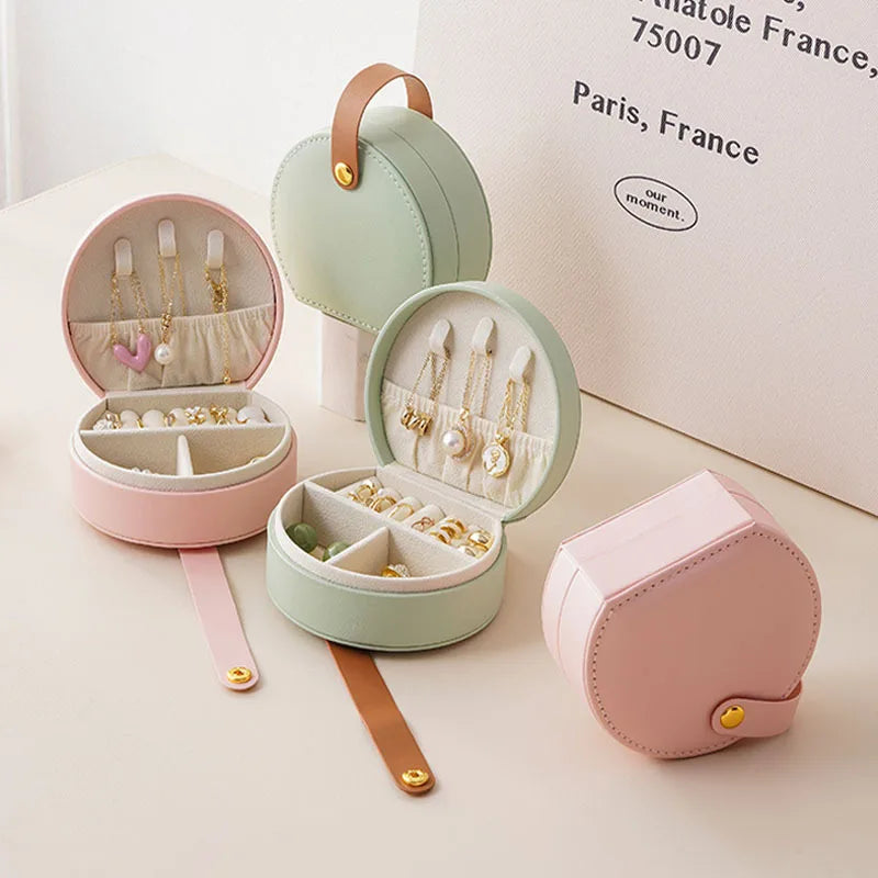 Mini Jewelry Organizer Display Travel Jewelry Case Boxes Earrings Necklace Ring Portable Handbag Jewelry Box Leather Storage