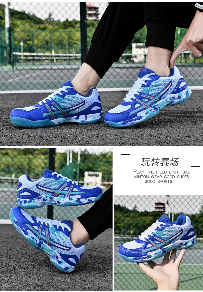 Women and Men Sports Shoes Professional Badminton Shoes Comfortable Breathable Tennis Shoes Shock Absorbing Volleyball Shoes Men