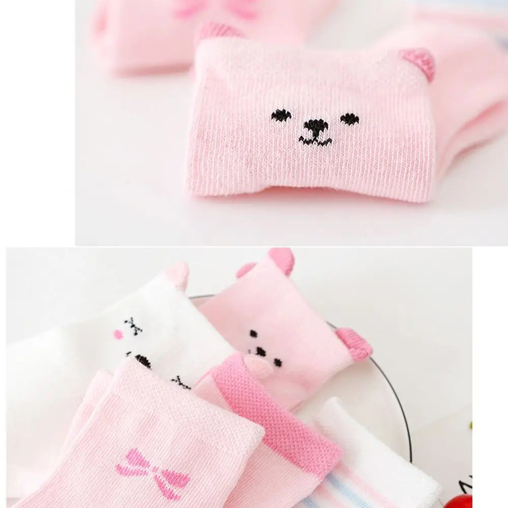 5 Pairs/Lot Cartoon Baby Socks Cute Cat Animal Cotton Newborn Children's Socks Girl Kids Boy Soft Knit Toddler Sleeping Socks