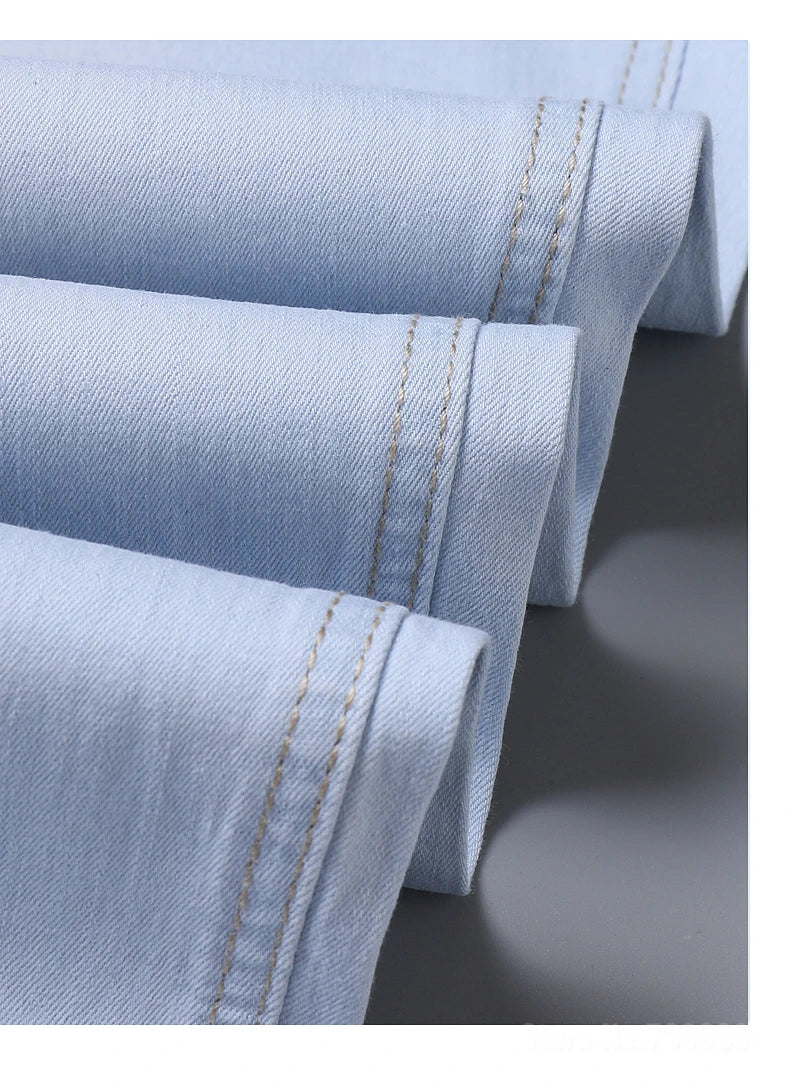 2023 Autumn New Men's Sky Blue Slim Stretch Jeans Classic Style Fashion Casual Denim Pants Male Brand Trousers