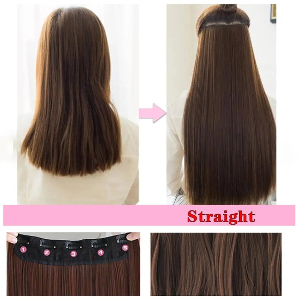 U-shaped Half Head Cover For Wigs Invisible And Traceless Black Long Straight Hair One Piece V-shaped Hair Extensions Front Wig