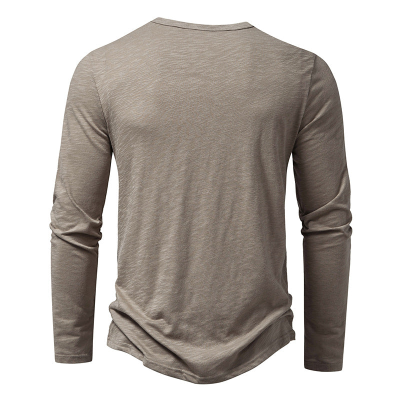 Men's Cotton Button Henley neck Shirt Long Sleeve Casual Button Solid color Fashion T-Shirts