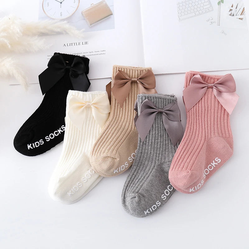 Baby Accessories Newborn Big Bow Floor Socks Infant Children Socks Kids Four Seasons Non-slip Cotton Socks Toddler Girls Clothes