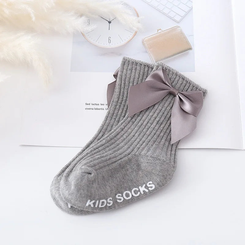 Baby Accessories Newborn Big Bow Floor Socks Infant Children Socks Kids Four Seasons Non-slip Cotton Socks Toddler Girls Clothes